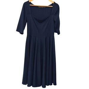 Hardley Dangerous Fit Flare Dress Womens XXL Navy Blue Excellent Square Neck 3/4